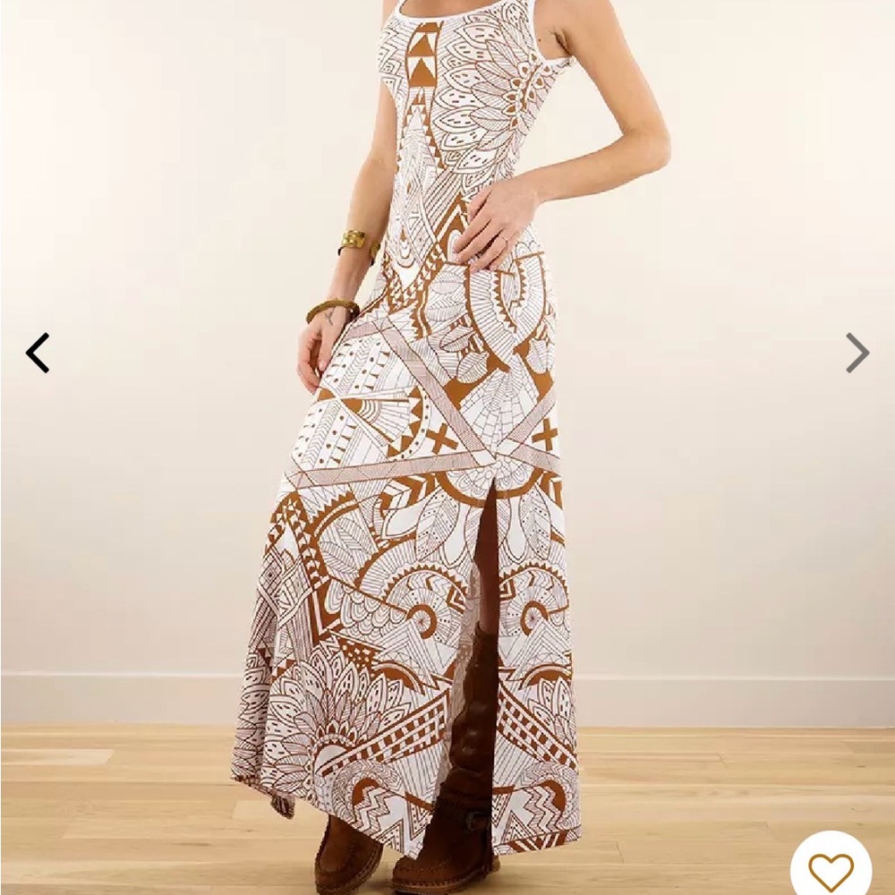 GADO GADO Bohemian Maxi Dress with Geo/Tribal Print 🌱